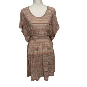 MISSONI Striped Sheer Knee Length Dress Multicolored Glitter SZ M Made In Italy